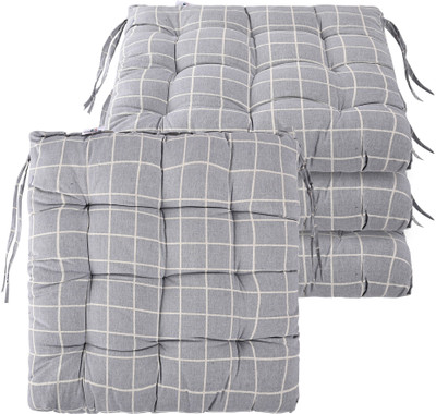 KUBER INDUSTRIES Microfibre Abstract Chair Pad Pack of 4(Grey)