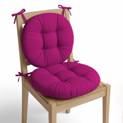 Mom's Moon Microfibre Chair Pad Pack of 2 Solid Plus Comfort Round Cushion 18 x 18 Inch(Wine)