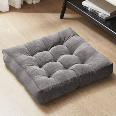 Indian Decor 99303 Square Floor Pillows Cushions Square Chair Cushion Outdoor Seat Polyester Fibre Solid Cushion Pack of 1(Grey)