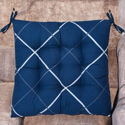 SOFT SNOOZE Soft Luxury Microfibre Solid Chair Pad Pack of 2(Blue)