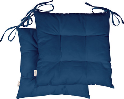 Vargottam Polyester Fibre Solid Chair Pad Pack of 2(Navy Blue)