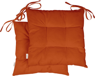 Vargottam Polyester Fibre Solid Chair Pad Pack of 2(Orange)