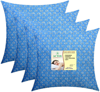 ACTOS Microfibre Floral Cushion Pack of 4(Light Blue)