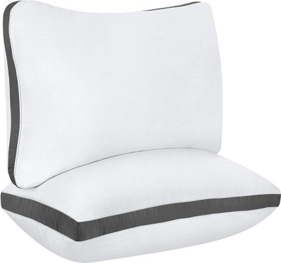 Mom's Moon Cozy Comfort Gusseted Pillow Microfibre Solid Sleeping Pillow Pack of 2(Grey)