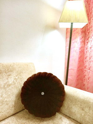 Shri Ganesh Handloom Microfibre Solid Cushion Pack of 1(Brown)