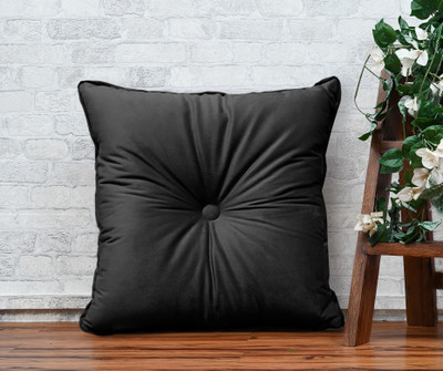 OASIS Deco Cushion Polyester Fibre Solid Cushion Pack of 1(Black)