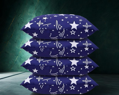 Regnar Luxury Polyester Fibre Abstract Sleeping Pillow Pack of 4(Blue)
