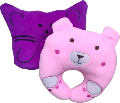 MeeZone Microfibre Animals Baby Pillow Pack of 2(Purple, Pink)