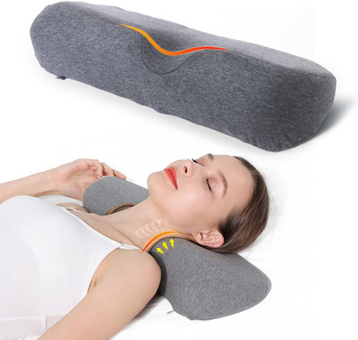 araami Memory Foam Round Neck Curve Bolster Pillow Memory Foam Solid Bolster Pack of 1(Grey)