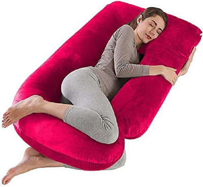 OZLY ultra soft j shaped pillow Polyester Fibre, Microfibre Solid Baby Pillow Pack of 1(Pink)