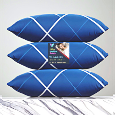 Tecsun LUXURY Polyester Fibre Abstract Sleeping Pillow Pack of 3(Blue)