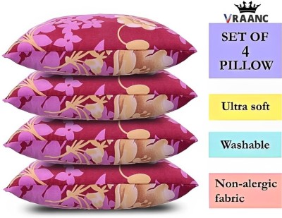 vraanc Luxury Polyester Fibre Abstract Sleeping Pillow Pack of 4(Pink)