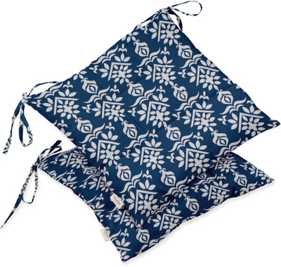 Vargottam Polyester Fibre Motifs Chair Pad Pack of 2(Royal Blue)