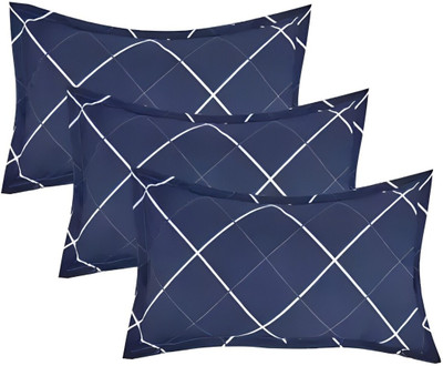 TWIROX LUXURY Microfibre Abstract, Solid Sleeping Pillow Pack of 3(Blue)