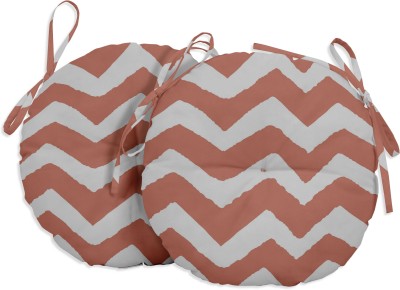 Vargottam Polyester Fibre Stripes Chair Pad Pack of 2(Peach)