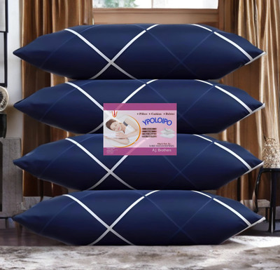 YPOLOIPO Cotton Sleeping Pillow Pack of 4 Solid LUXURY(Blue)