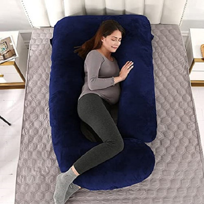 JoJo ultra soft j shaped pillow Microfibre, Polyester Fibre Solid Pregnancy Pillow Pack of 1(Dark Blue)