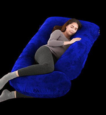 WILD MINT ultra soft j shaped Polyester Fibre Solid Pregnancy Pillow Pack of 1(royal blue)