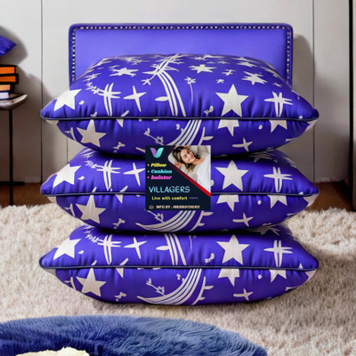 Jaipurlinen LUXURY Microfibre Abstract Sleeping Pillow Pack of 3(Blue)
