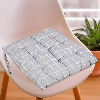 Heart Home Microfibre Abstract Chair Pad Pack of 1(Grey)