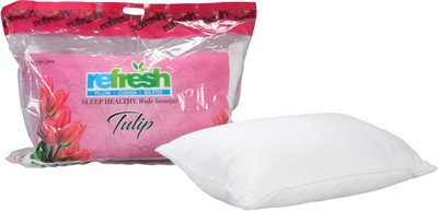 Refresh Premium Fabric Covering For Enhanced Feel Microfibre Solid Sleeping Pillow Pack of 1(White)