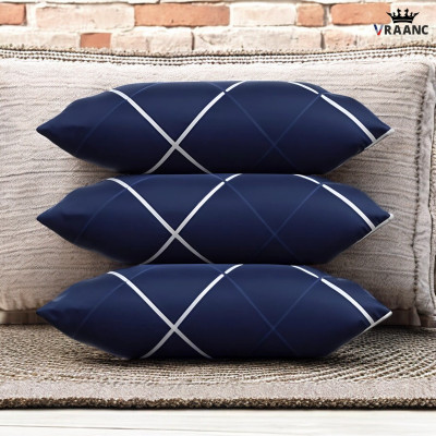 vraanc Luxury Cotton Solid Sleeping Pillow Pack of 3(Blue)