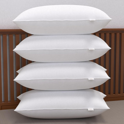 COZYKO Microfibre Sleeping Pillow Pack of 4 Stripes Rectangle(White)