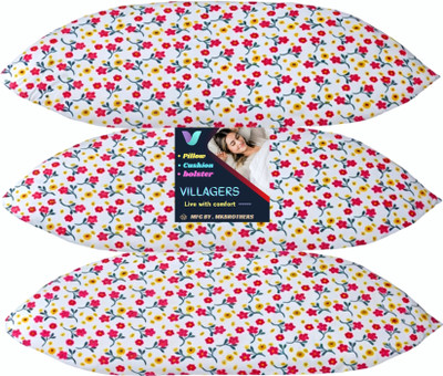 VILLAGERS LUXURY Polyester Fibre Abstract Sleeping Pillow Pack of 3(Blue)
