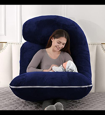 Mojo Microfibre Pregnancy Pillow Pack of 1 Solid J SHAPE(Blue)