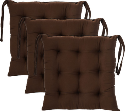 KUBER INDUSTRIES Microfibre Solid Chair Pad Pack of 3(Brown)