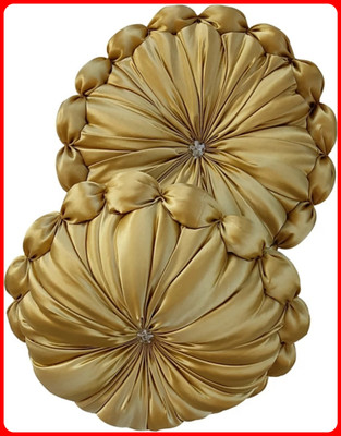 GTX Microfibre Solid Floor Cushion Pack of 2(Golden)