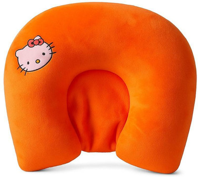 snugnibble Microfibre Baby Pillow Pack of 1 Animals Kitty Travel Comfort Series – Baby & Kids Neck Pillow Collection(Orange)