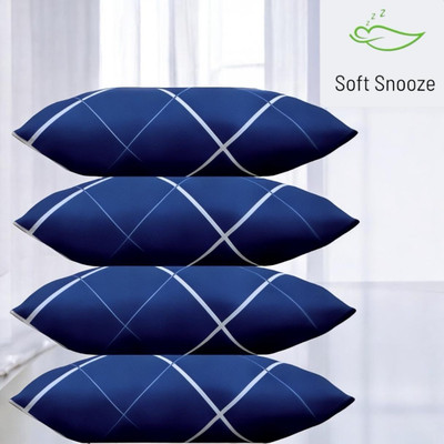 SOFT SNOOZE Soft Luxury Microfibre Abstract Sleeping Pillow Pack of 4(Blue)