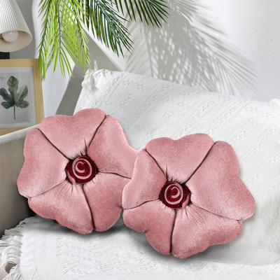 KUBER INDUSTRIES Microfibre Abstract Cushion Pack of 2(Pink)