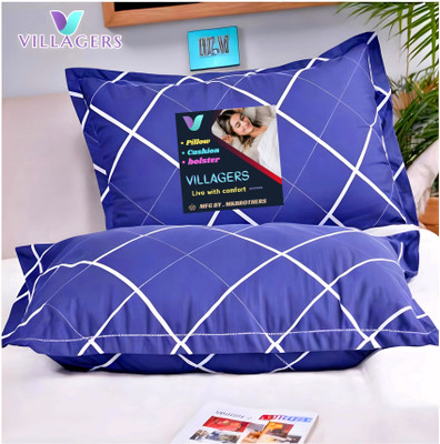 VILLAGERS LUXURY Polyester Fibre Abstract Sleeping Pillow Pack of 2(Blue)
