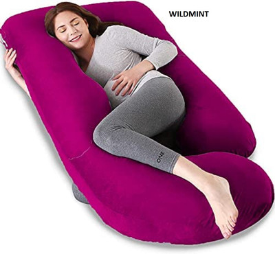 WILD MINT ultra soft j shaped pillow Polyester Fibre, Microfibre Solid Pregnancy Pillow Pack of 1(wine)