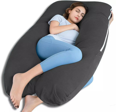 THUKRAN U Shape Polyester Fibre Solid Pregnancy Pillow Pack of 1(Grey)