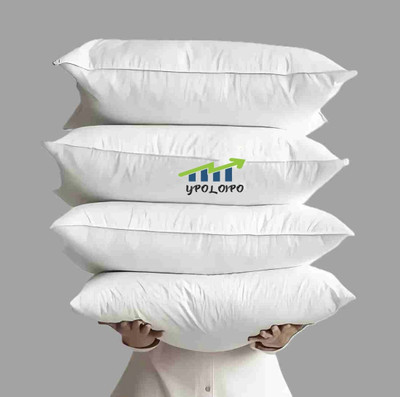 GUNVAR INDIA PRIVATE LIMITED LUXURY Polyester Fibre Solid Sleeping Pillow Pack of 4(White)