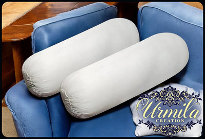 Urmila Creation Round Microfibre Solid Bolster Pack of 2(White)