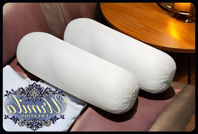 Urmila Creation Round Microfibre Solid Bolster Pack of 2(White)