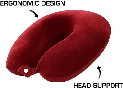 VISHAL TRADER Microfibre Travel Pillow Pack of 1 Solid u-shape cushion(Maroon)