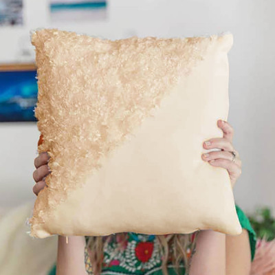 PICKKART Microfibre Solid Cushion Pack of 1(Beige)