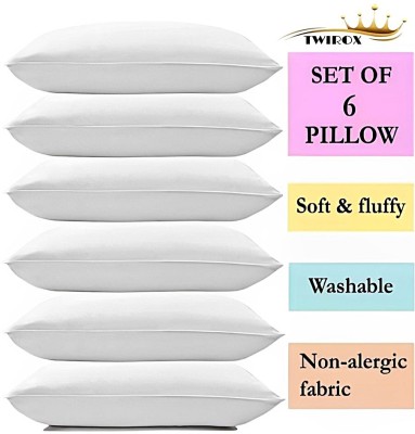 TWIROX ULTRA SOFT LUXURY Cotton Solid Sleeping Pillow Pack of 6(White)