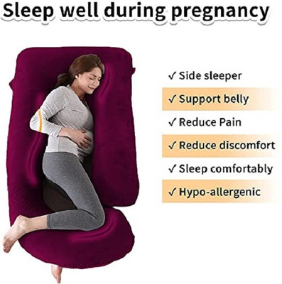 OZLY Polyester Fibre, Microfibre Solid Pregnancy Pillow Pack of 1(wine+grey)