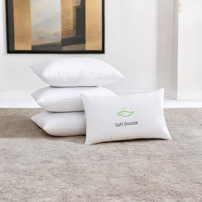 SOFT SNOOZE SOFT LUXURY Microfibre Solid Sleeping Pillow Pack of 4(White)