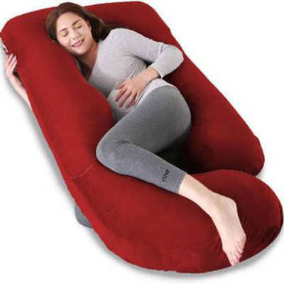 Deshwal Microfibre, Polyester Fibre Solid Pregnancy Pillow Pack of 1(Maroon)