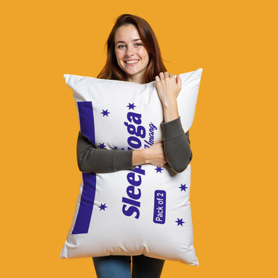 Sleep Yoga Fiber Lite Pillow | Medium Soft | Micro-Peach Fabric | Luxurious Feel Polyester Fibre, Polyester Fibre, Microfibre Solid Sleeping Pillow Pack of 2(White)