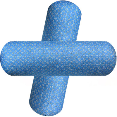 GKM Microfibre Floral Bolster Pack of 2(Light Blue)