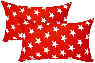 brightjex Microfibre Solid Sleeping Pillow Pack of 2(Red Star)