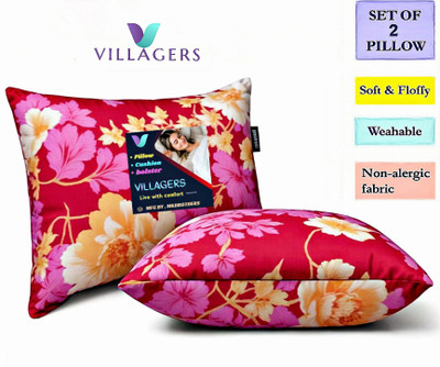 VILLAGERS LUXURY Polyester Fibre Abstract Sleeping Pillow Pack of 2(Pink)